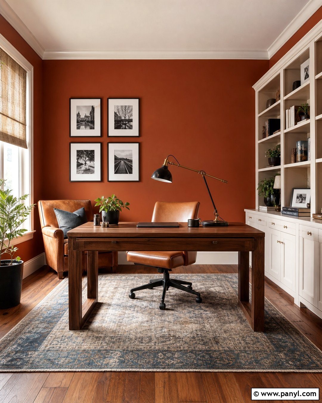 Rust Orange Home Office - 35 orange wall paint ideas