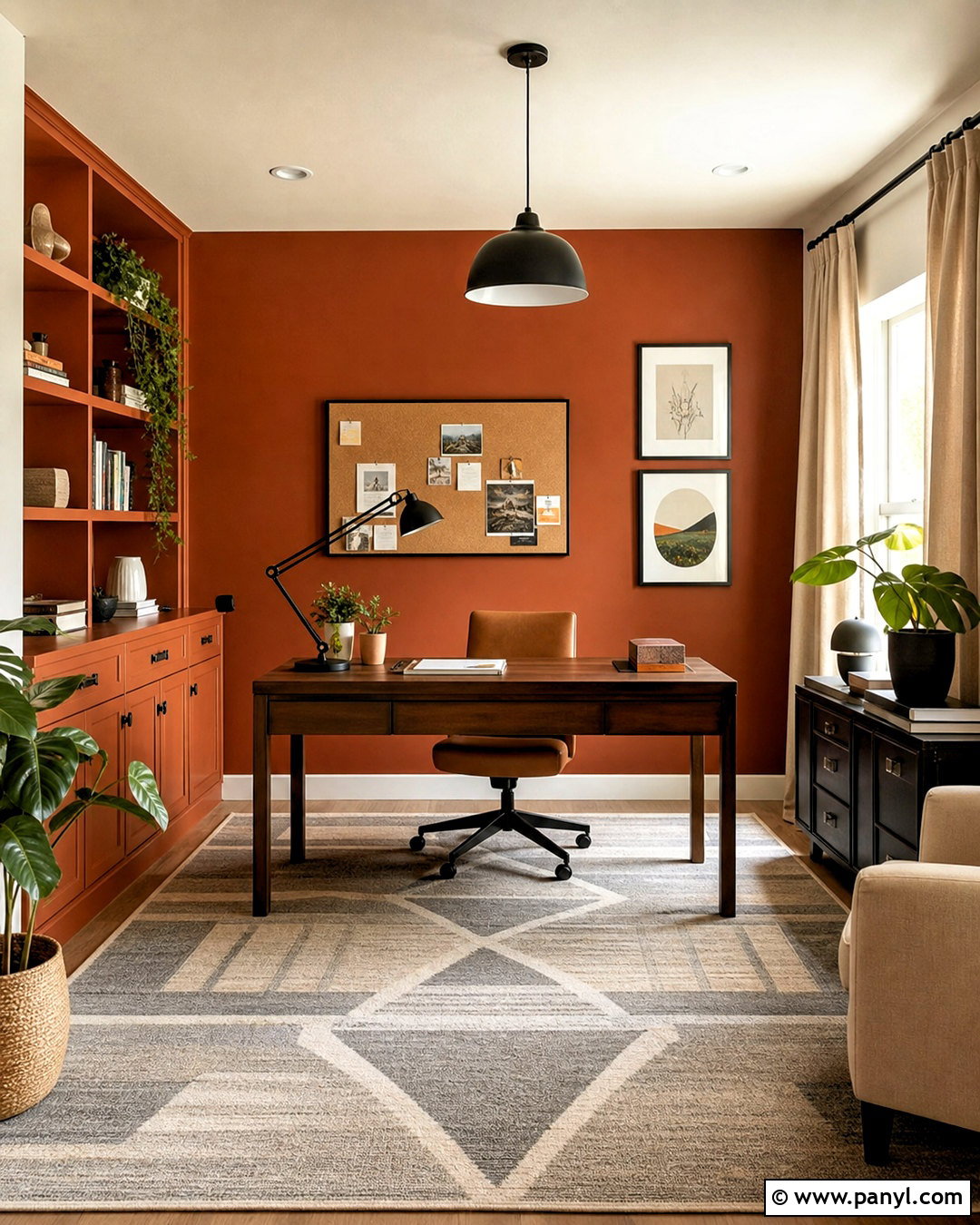 Rust Orange Home Office - 20 orange interior design ideas