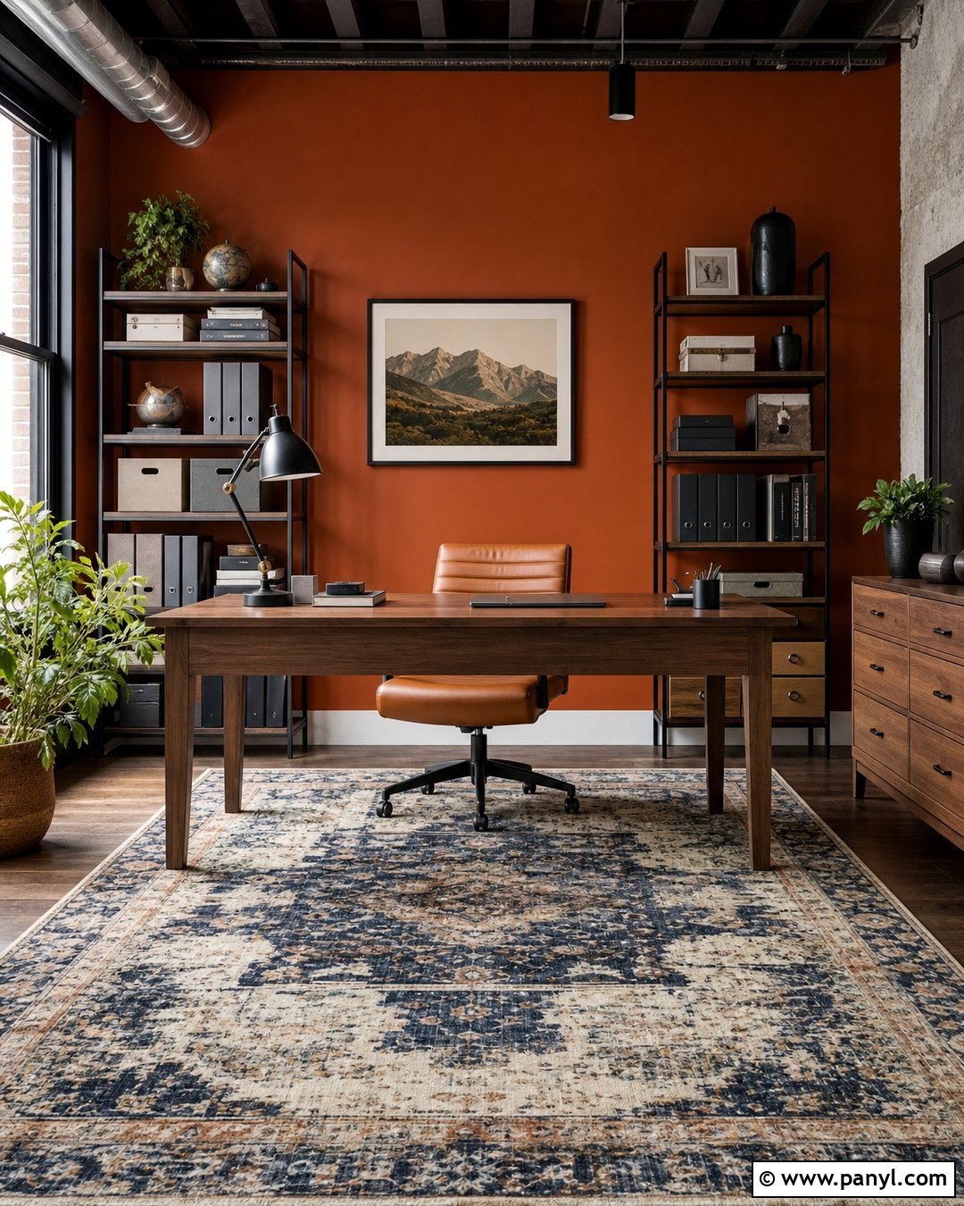 Rust Orange Home Office Accent Wall - 30 orange accent walls