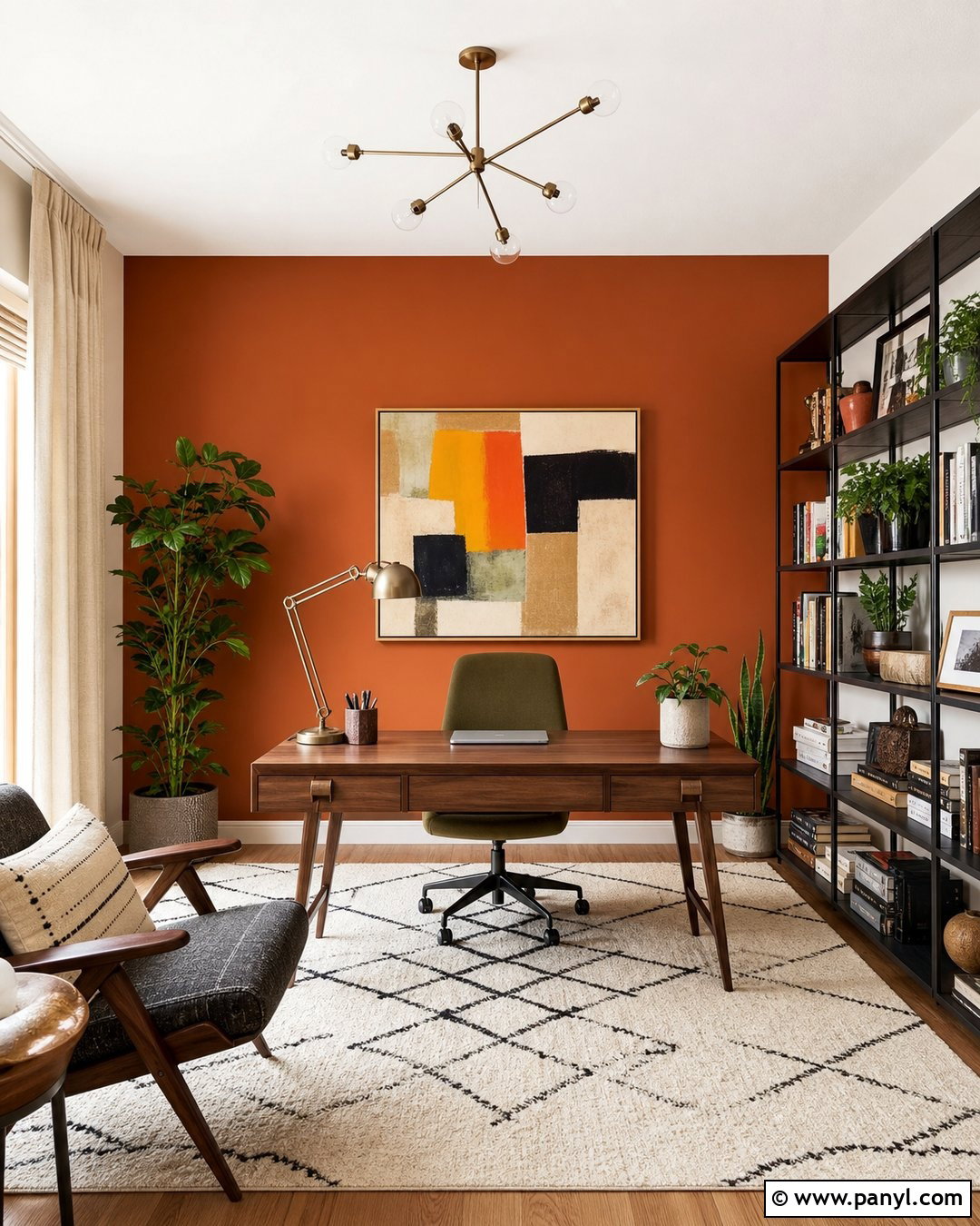 Rust Orange Home Office Accent Wall - 25 Home Office Accent Wall Color Ideas