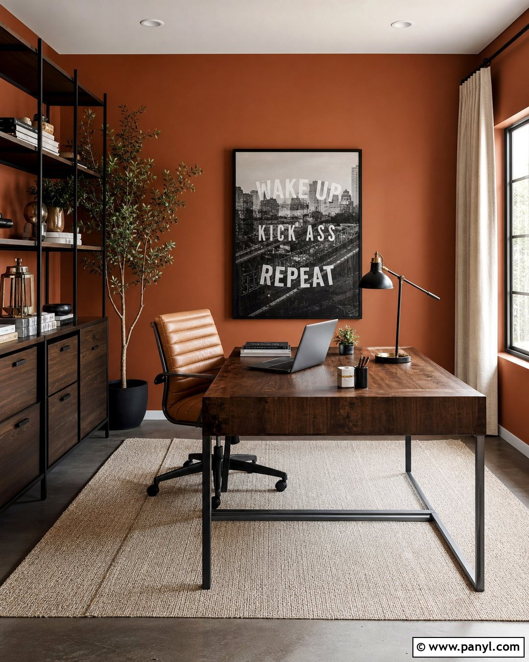 Rust Orange Home Office Walls - 30 Orange Painted Walls