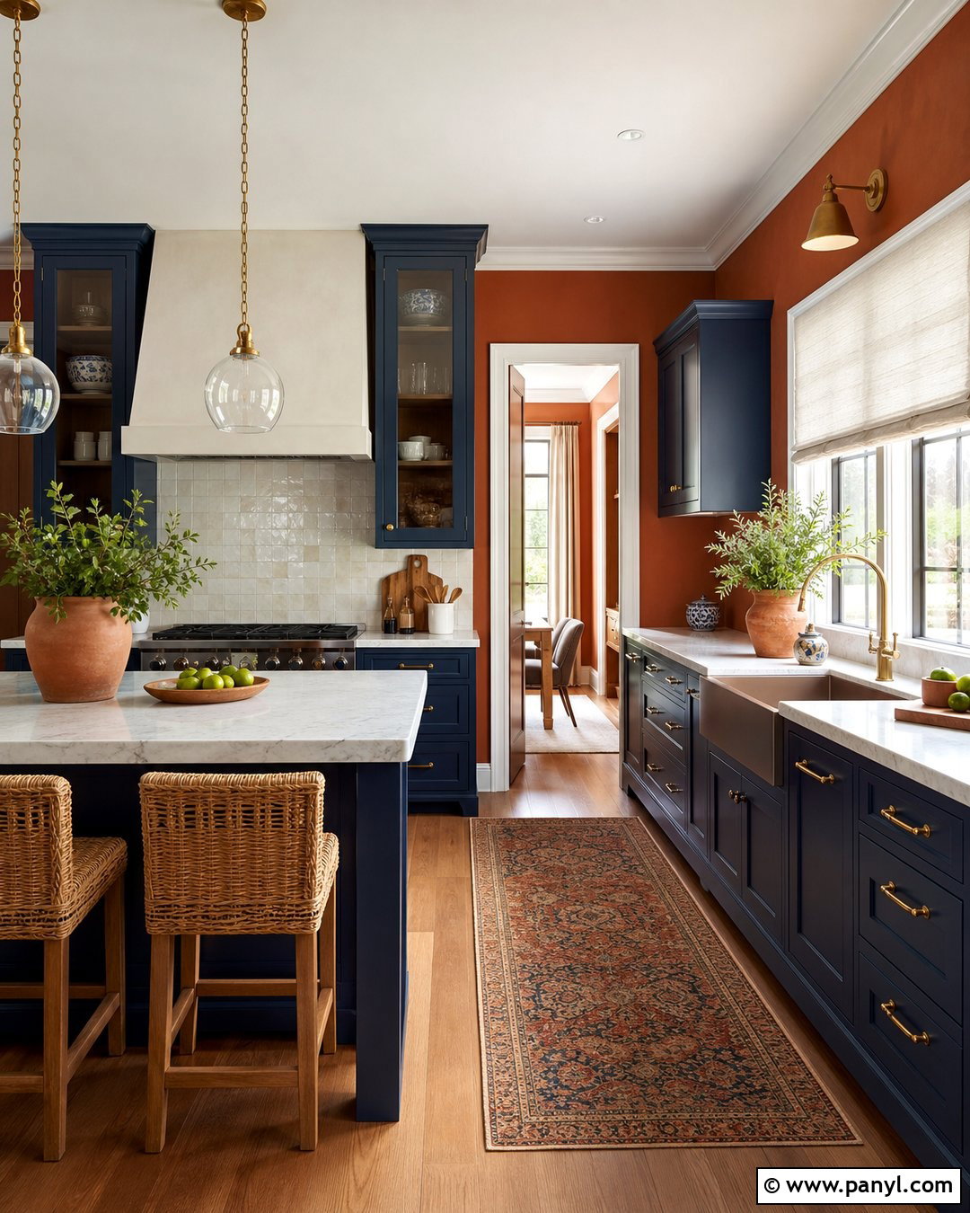 Rust Orange Kitchen Walls With Navy Cabinets - 35 orange kitchen walls