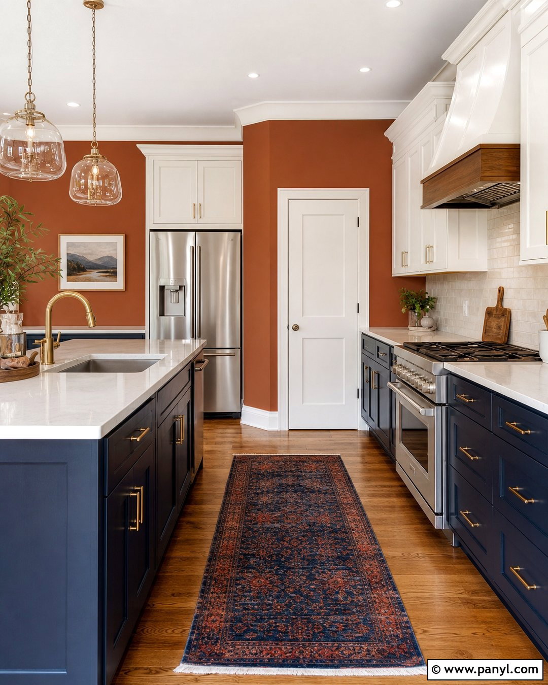 Rust Orange Kitchen Walls With Navy Cabinets - 20 Orange Wall Paint Ideas Kitchen Ideas