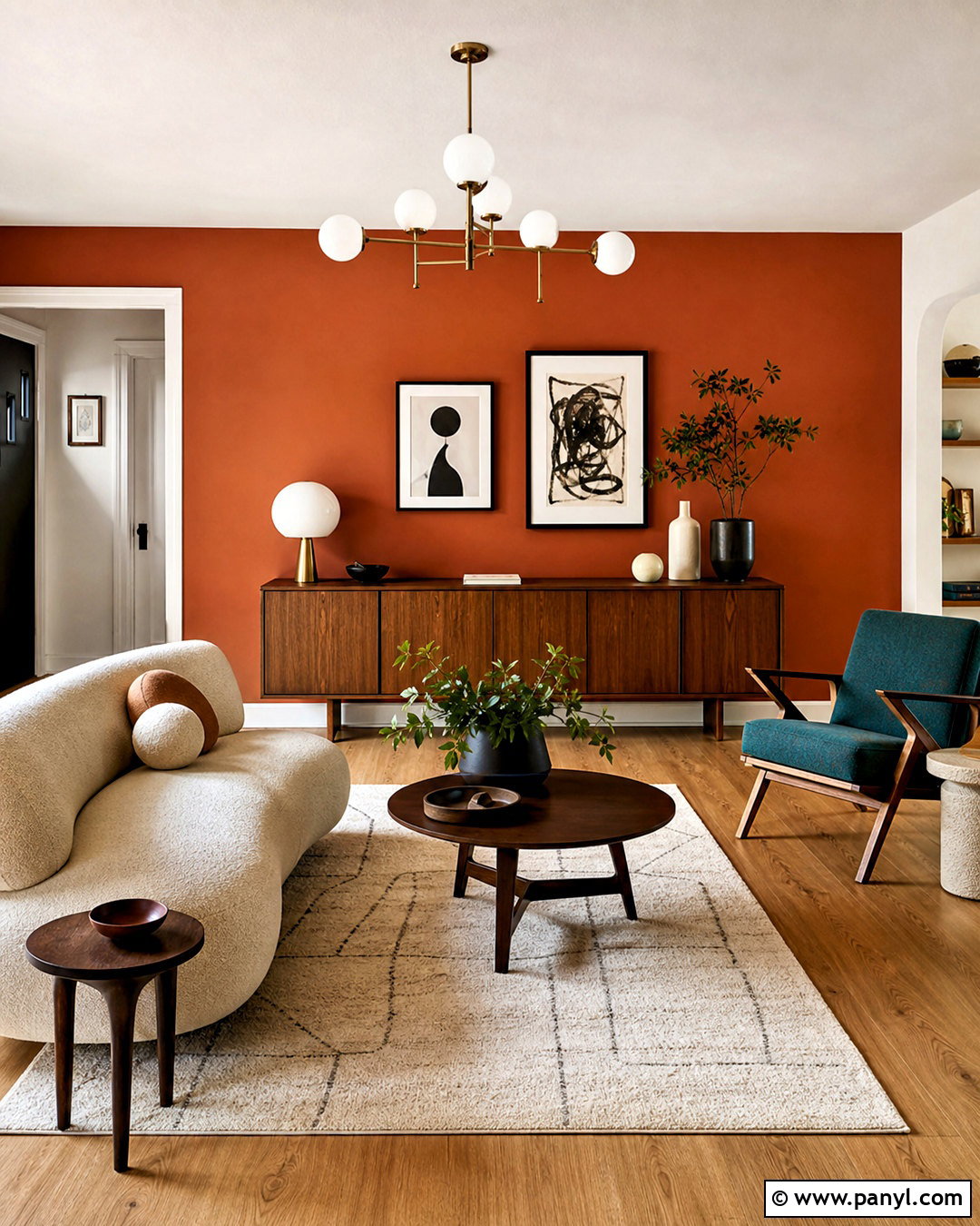 Rust Orange Living Room Accent Wall - 20 accent wall colors living room ideas