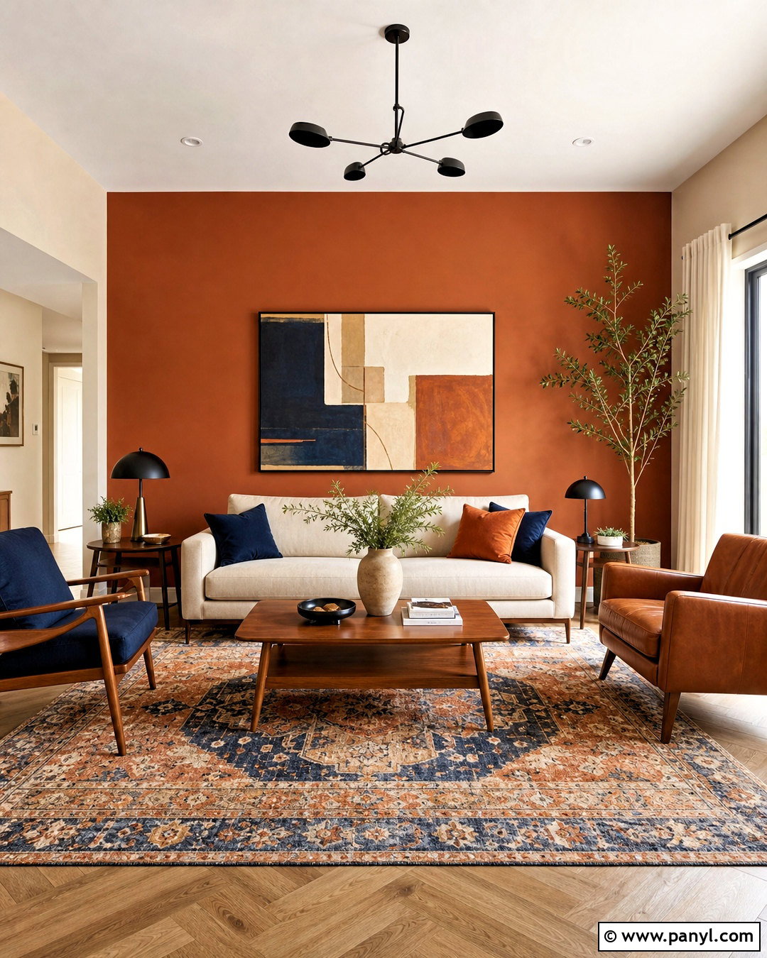 Rust Orange Living Room Wall - 20 color wall ideas