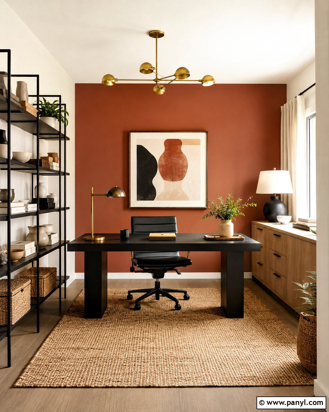 Rust Orange Walls With Black Accents - 20 Wall Colors That Go With Black Ideas