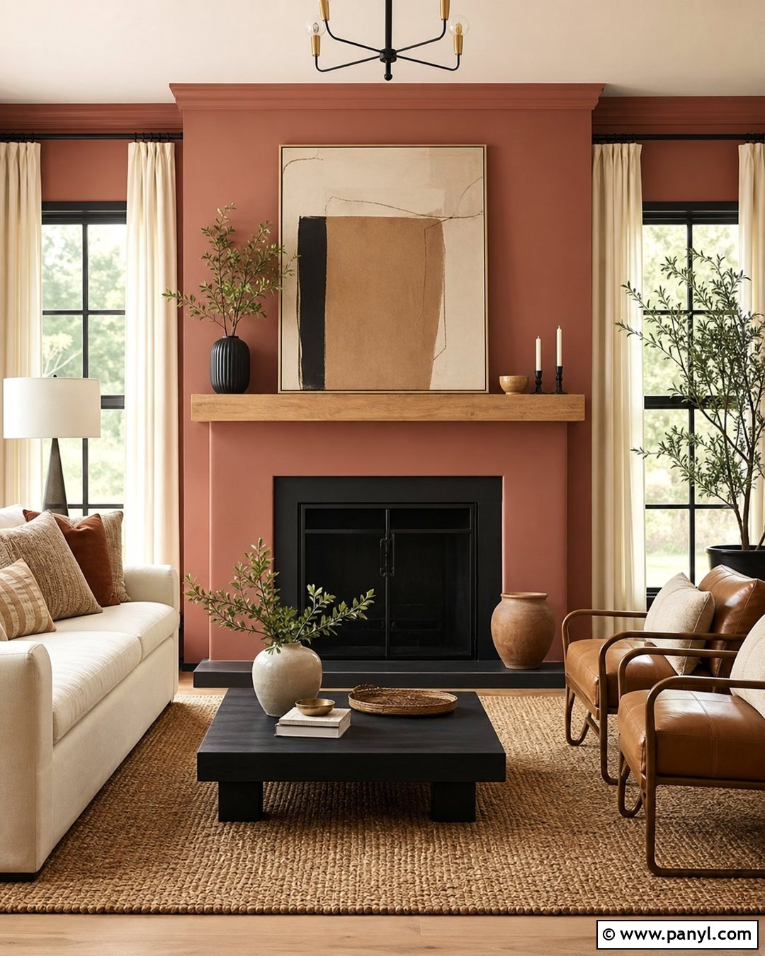 Rust Pink Accent Wall Fireplace - 20 Rust Pink Accent Wall Ideas