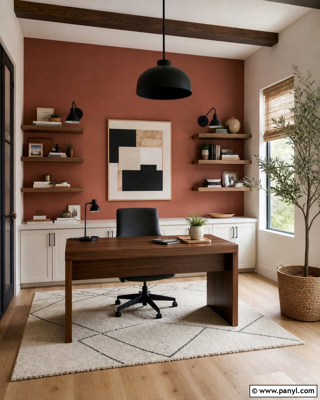 Rust Pink Accent Wall Home Office - 20 Rust Pink Accent Wall Ideas