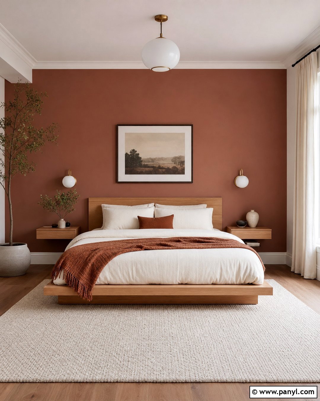 Rust Pink Accent Wall Minimalist Bedroom - 20 Rust Pink Accent Wall Ideas