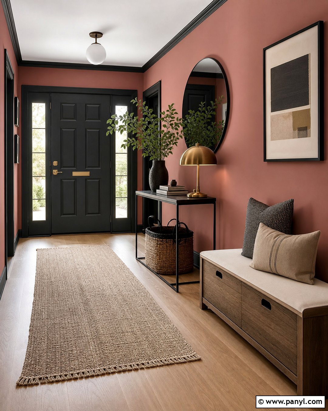 Rust Pink Accent Wall With Black Trim - 20 Rust Pink Accent Wall Ideas