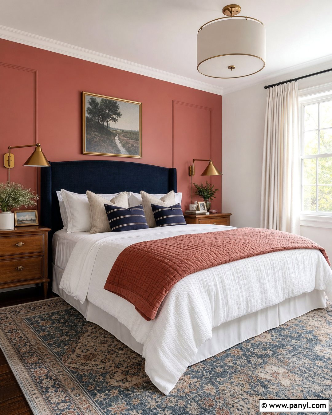 Rust Pink Accent Wall With Navy Blue - 20 Rust Pink Accent Wall Ideas