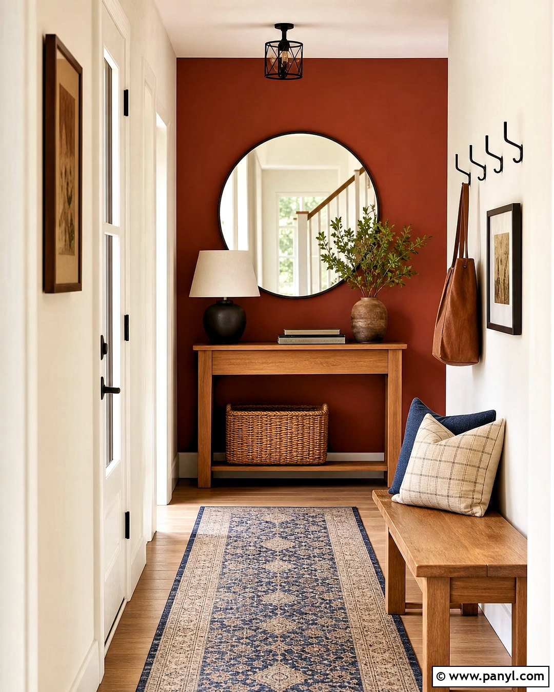 Rust Red Accent Wall Entryway - 20 red accent wall ideas