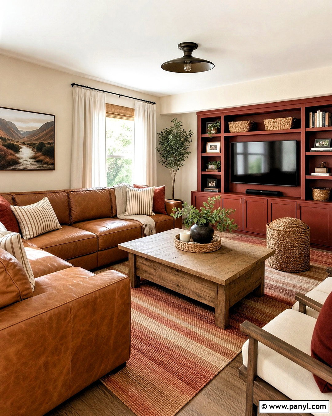 Rust Red And Camel Family Room - 20 red color palette ideas