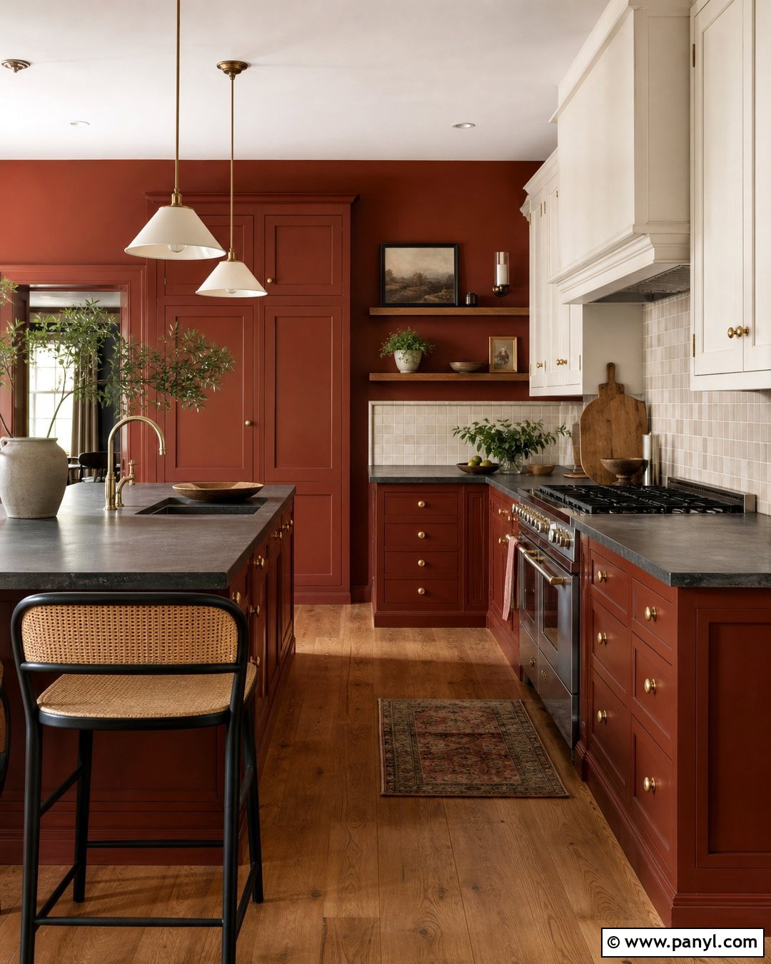 Rust Red Kitchen Cabinets With Red Walls - 20 Kitchen Cabinets Matching Wall Color Ideas