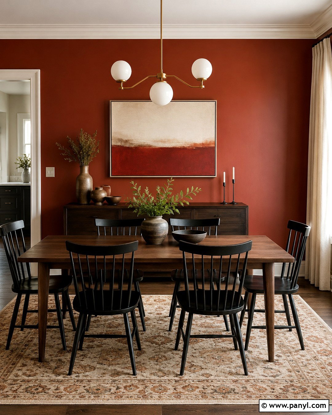 Rust Red Orange Accent Wall Dining Room - 20 Red Orange Accent Wall Ideas