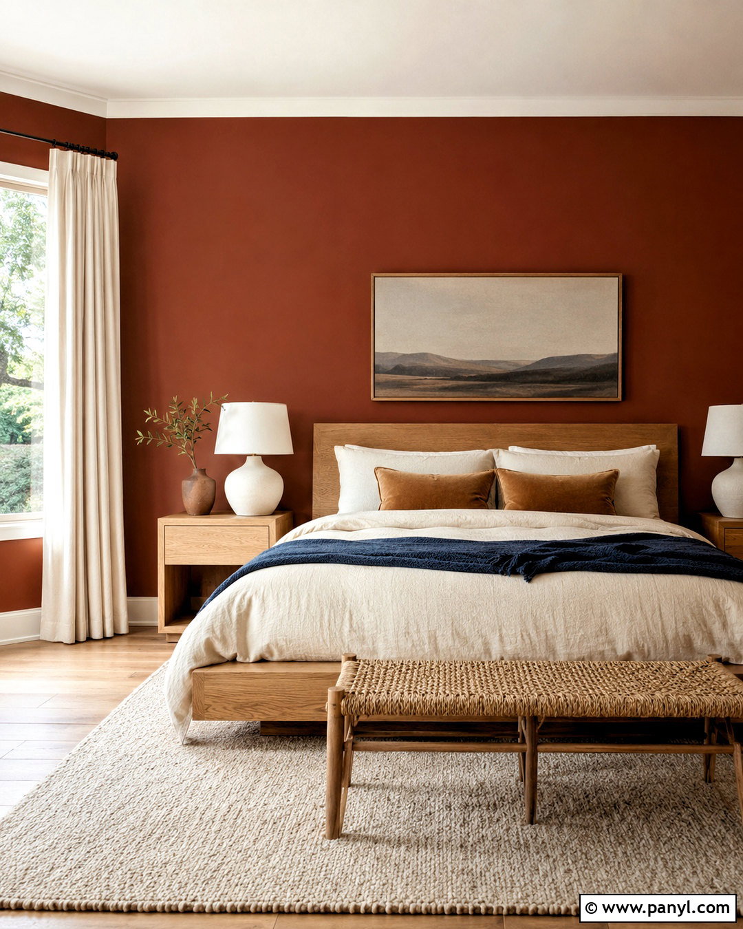 Rust Red Primary Bedroom - 20 dark room colors