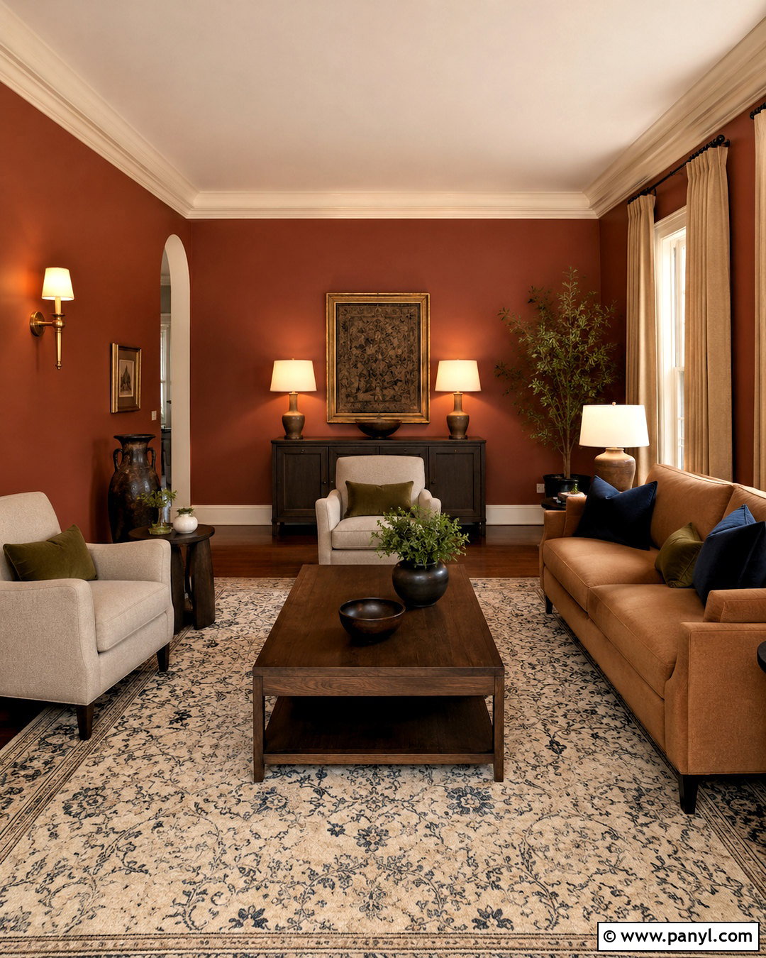Rust Red Sitting Room - 35 Sitting Room Paint Color Ideas