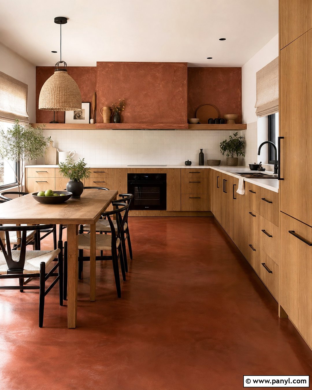 Rust Red Textured Kitchen Wall - 30 texture colour wall ideas