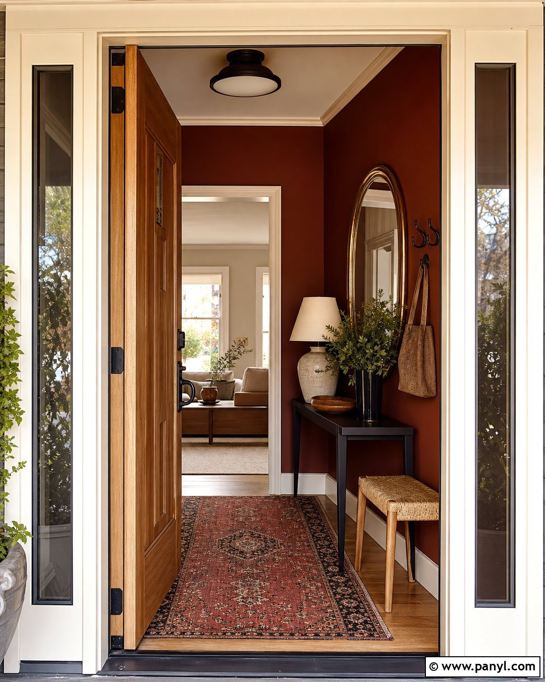 Rust Red Wall Color Entryway - 30 Moody Wall Color Ideas