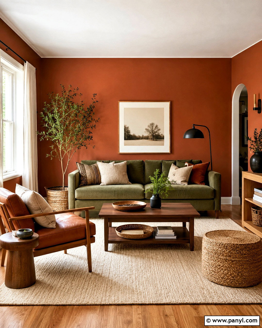 Rust Red Wall Color With Green Sofa - 35 Wall Color For Green Sofa Ideas