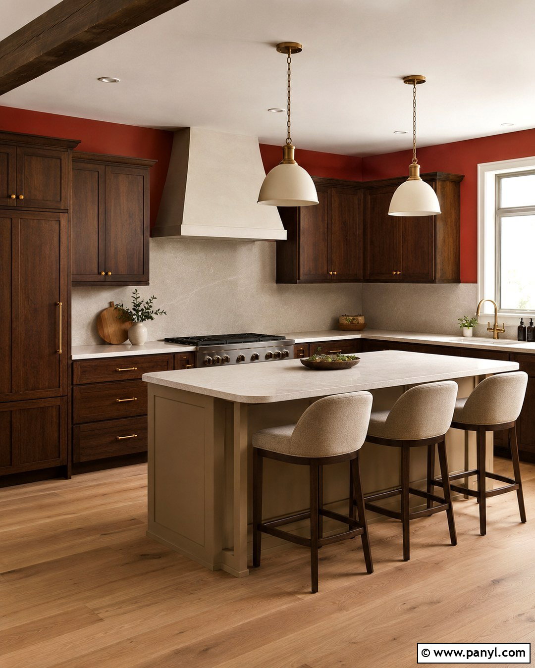 Rust Red Walls With Dark Oak Cabinets - 20 Red Kitchen Walls With Oak Cabinets