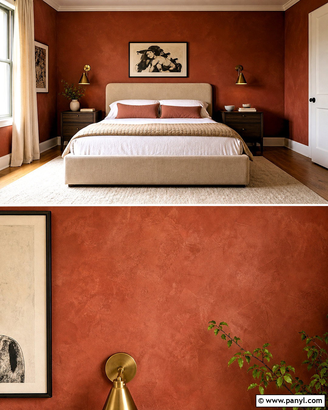 Rust Roman Clay Guest Bedroom - 20 roman clay walls