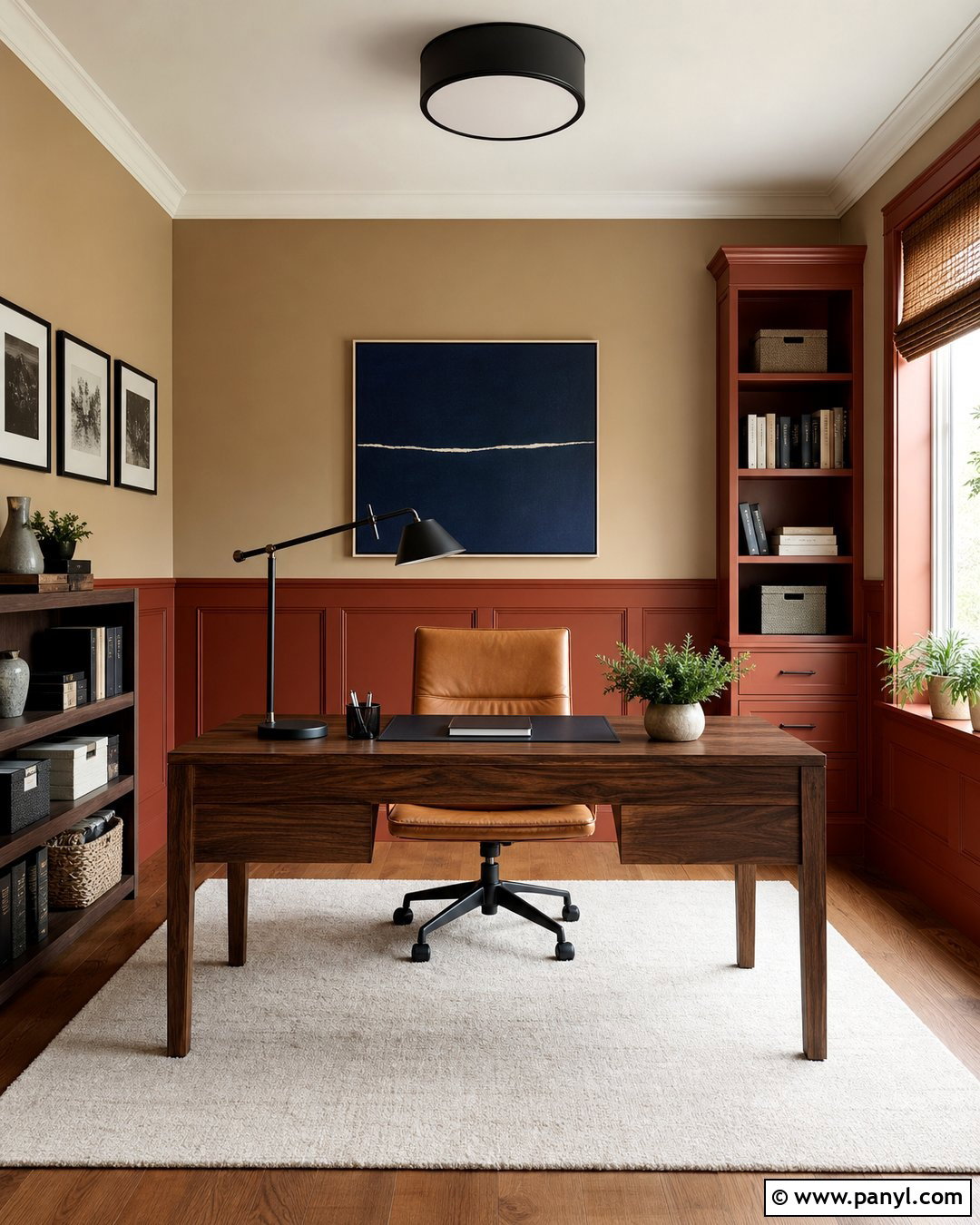Rust Wall Moulding With Tan Walls - 25 Wall Moulding Color Ideas