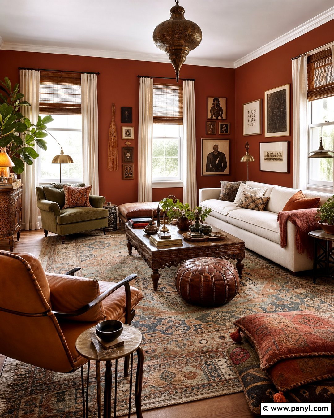 Rust Walls In A Boho Living Room - 35 rust wall color ideas