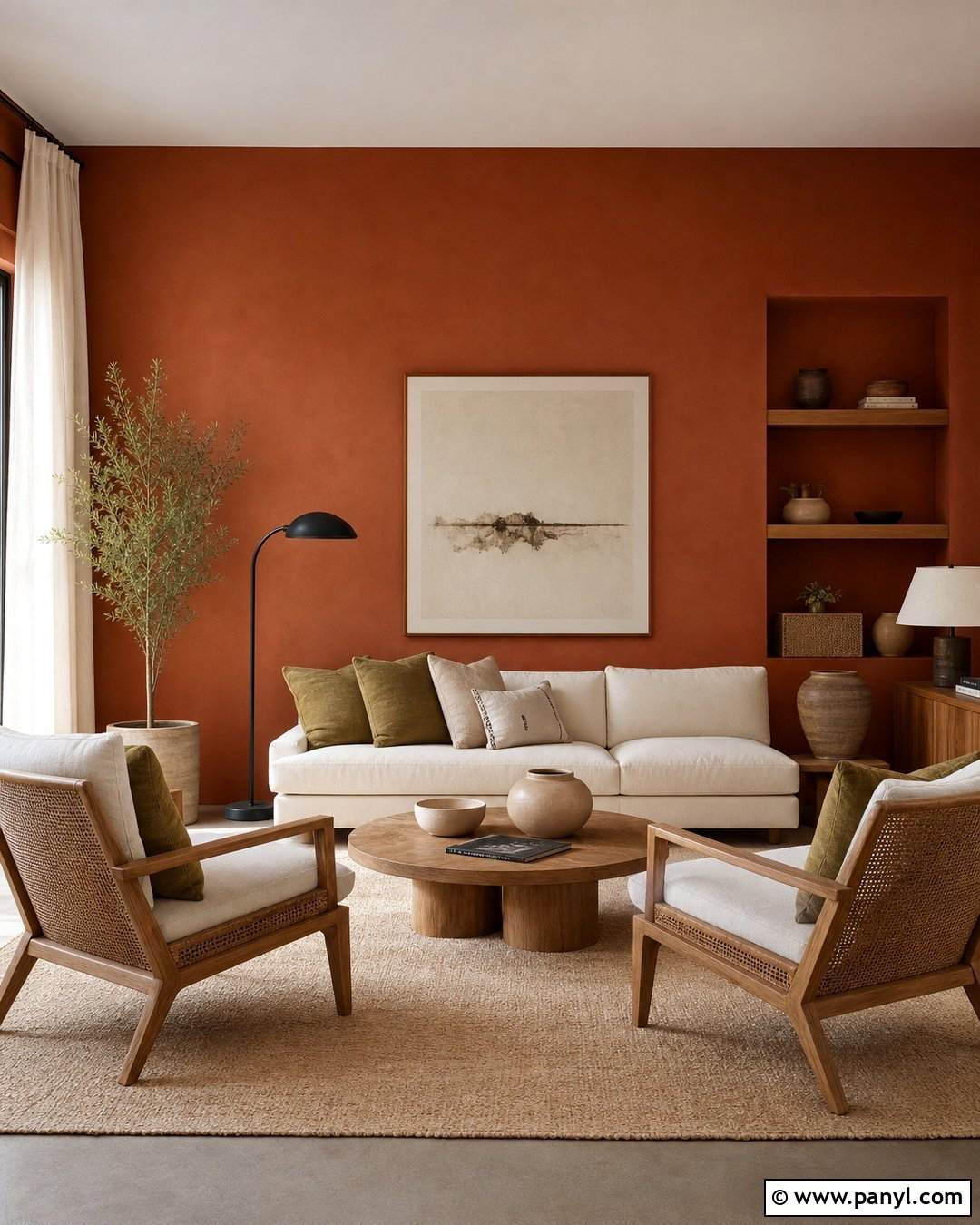 Rust Walls With Cane Furniture - 35 rust wall color ideas