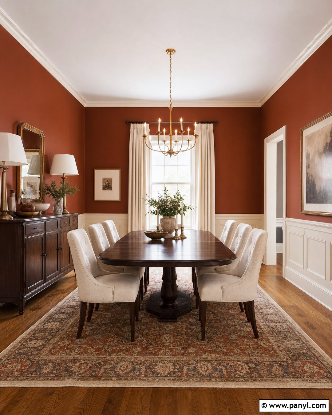 Rust Walls With Cream Wainscoting - 35 rust wall color ideas