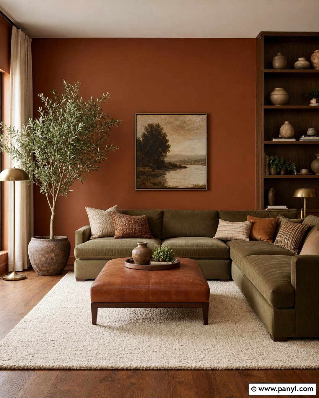 Rust Walls With Olive Green - 35 rust wall color ideas