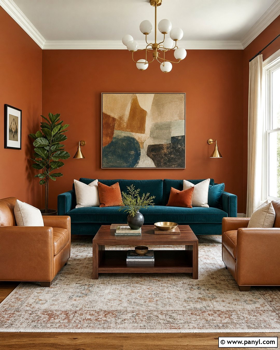Rust Walls With Teal Furniture - 35 rust wall color ideas