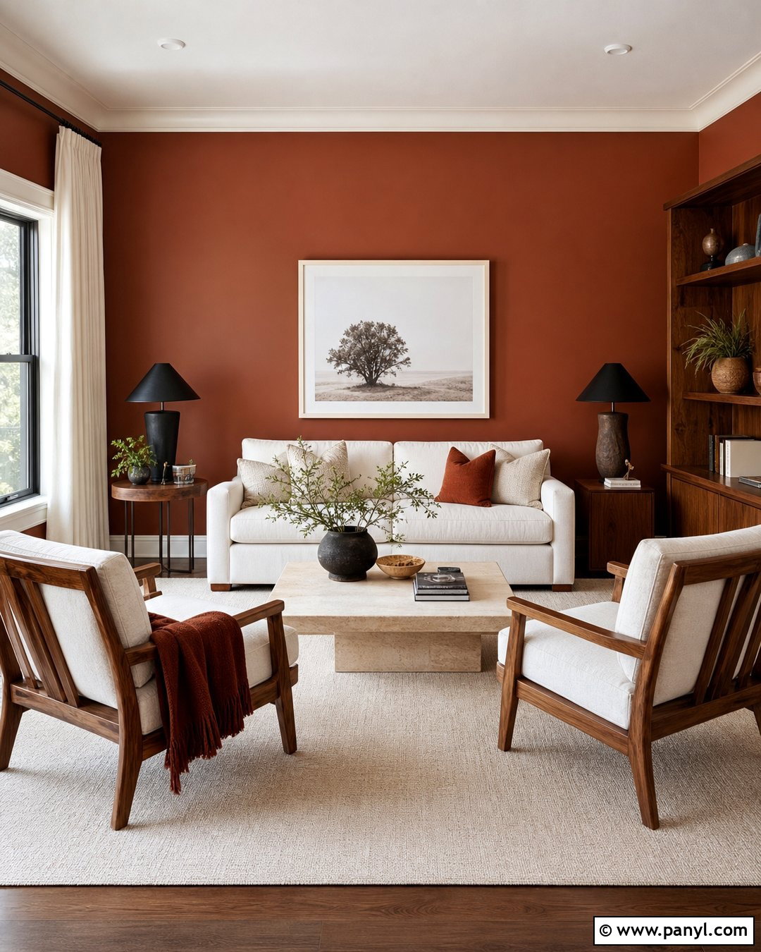Rust Walls With Warm White - 35 rust wall color ideas