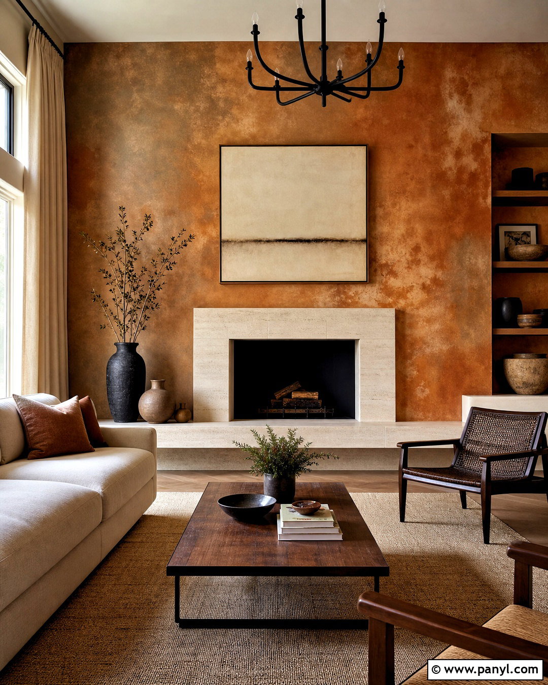 Rust Washed Fireplace Wall - 20 washed wall paint effect ideas