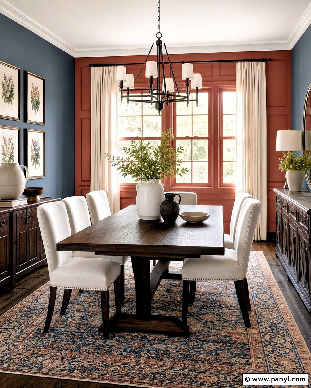 Rust and Dusty Blue Walls - 20 wall color combination ideas
