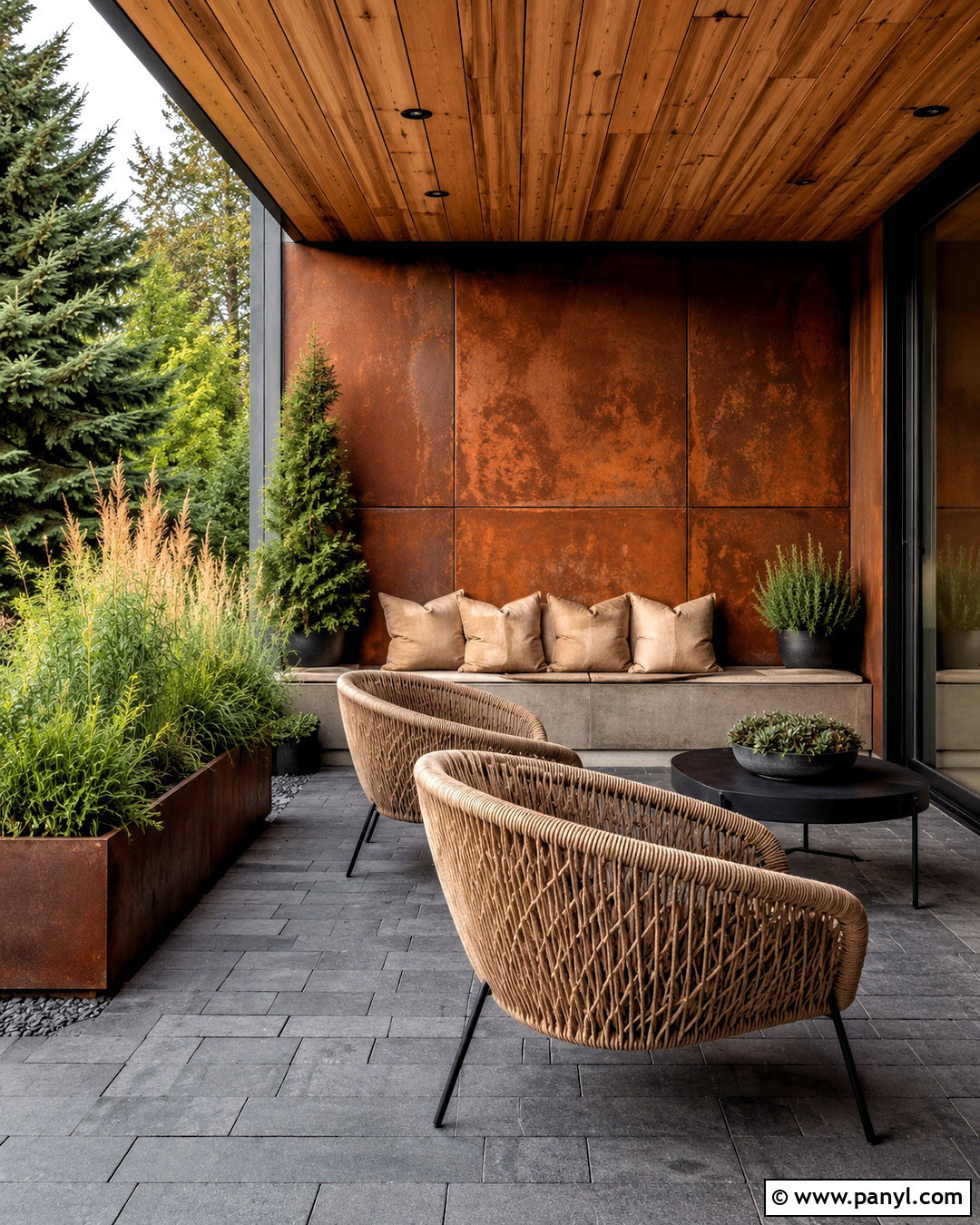 Rusted Metal Wall Panel Patio - 20 metal wall panel ideas