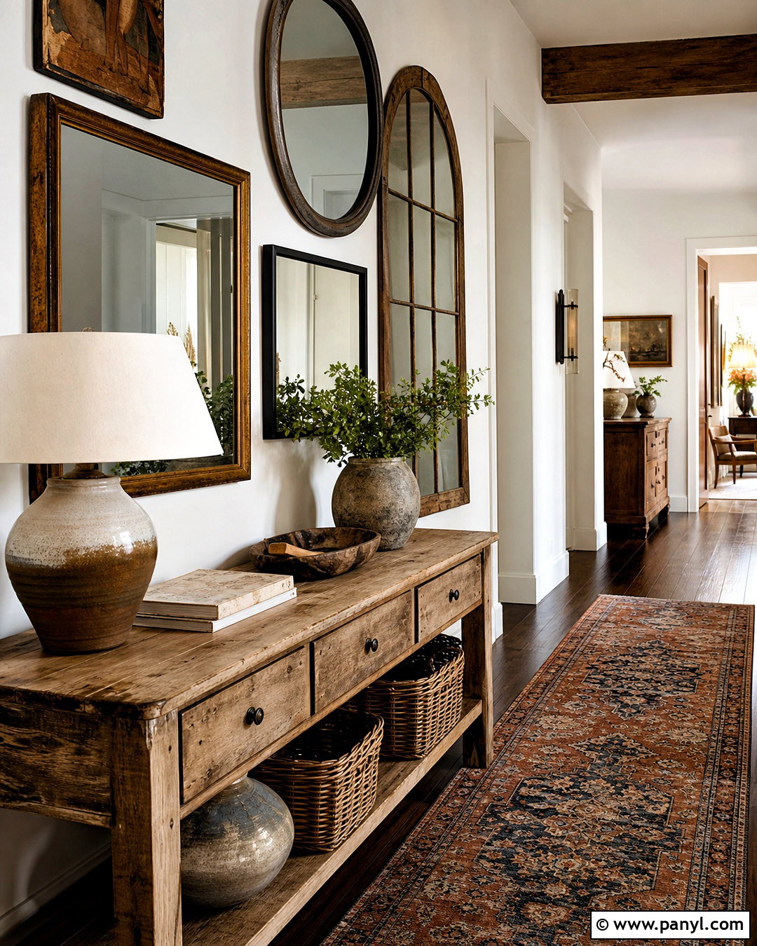 Rustic Antique Mirror Wall - 20 rustic wall design ideas