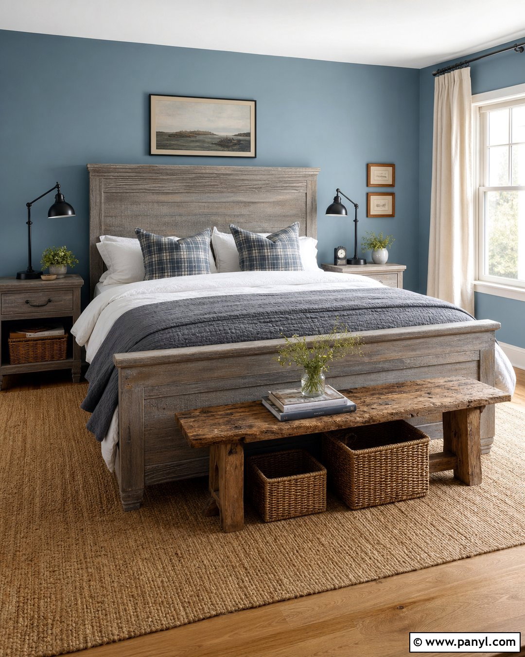 Rustic Bedroom With Light Blue Walls And Grey Furniture - 20 Light Blue Walls With Grey Furniture Ideas