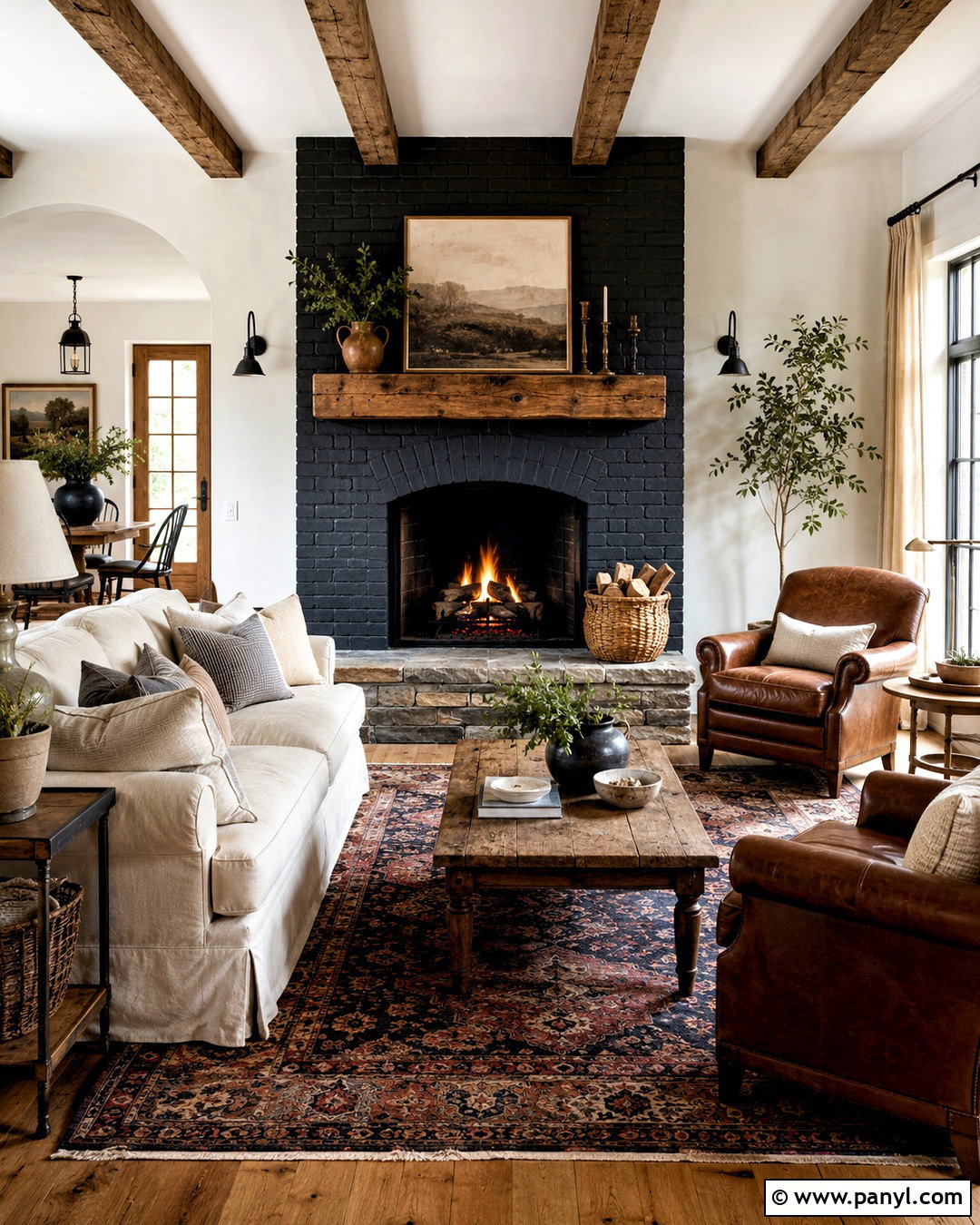 Rustic Black Fireplace - 20 moody fireplace ideas