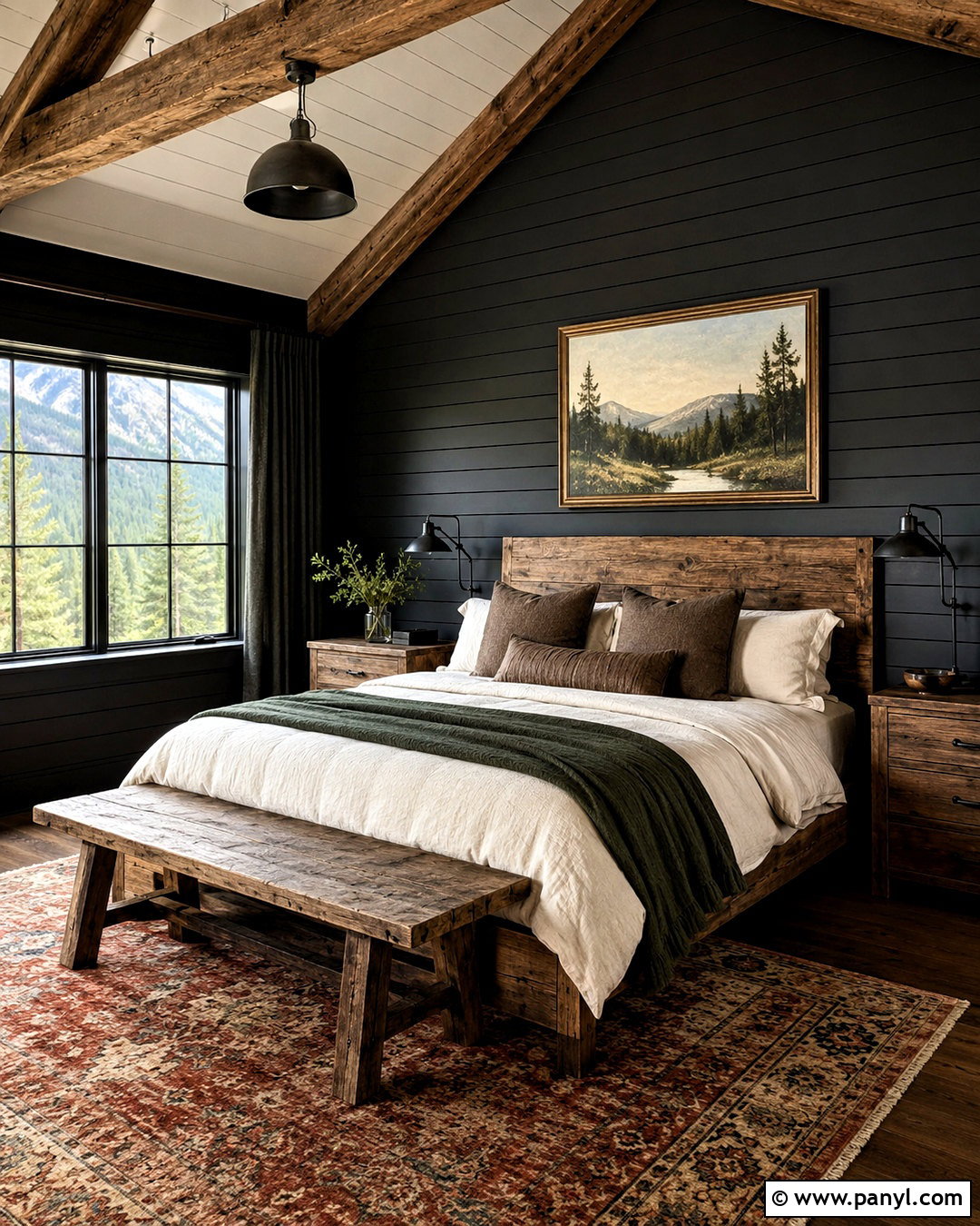 Rustic Black Shiplap Bedroom - 20 black shiplap wall bedroom ideas