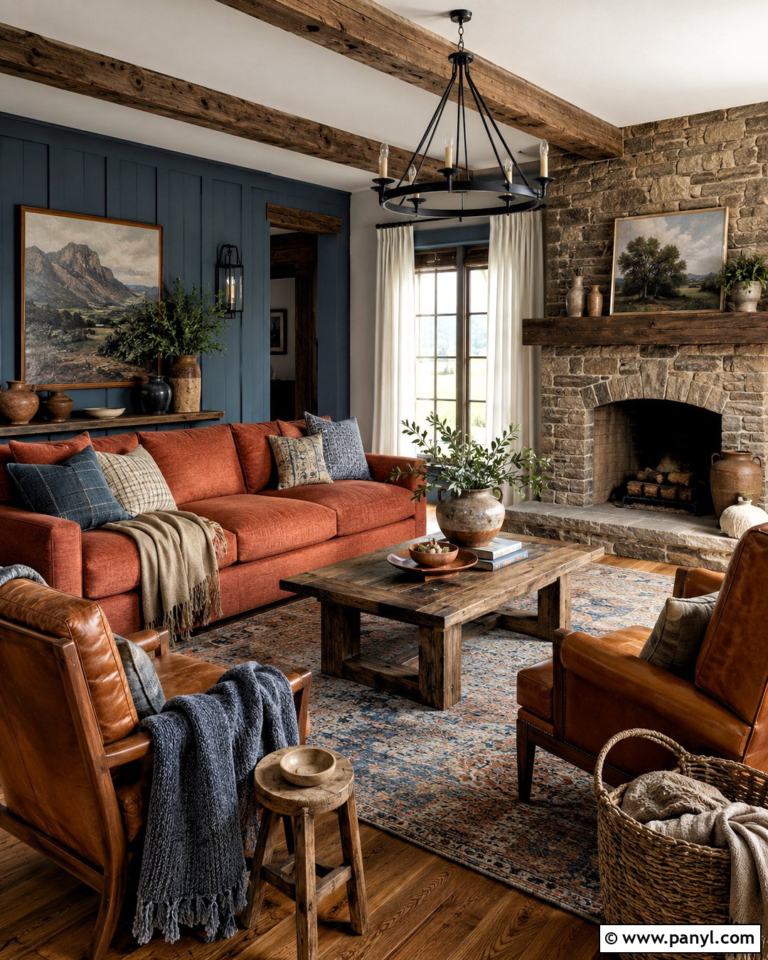 Rustic Blue and Terracotta Living Room - 20 blue and terracotta living room ideas