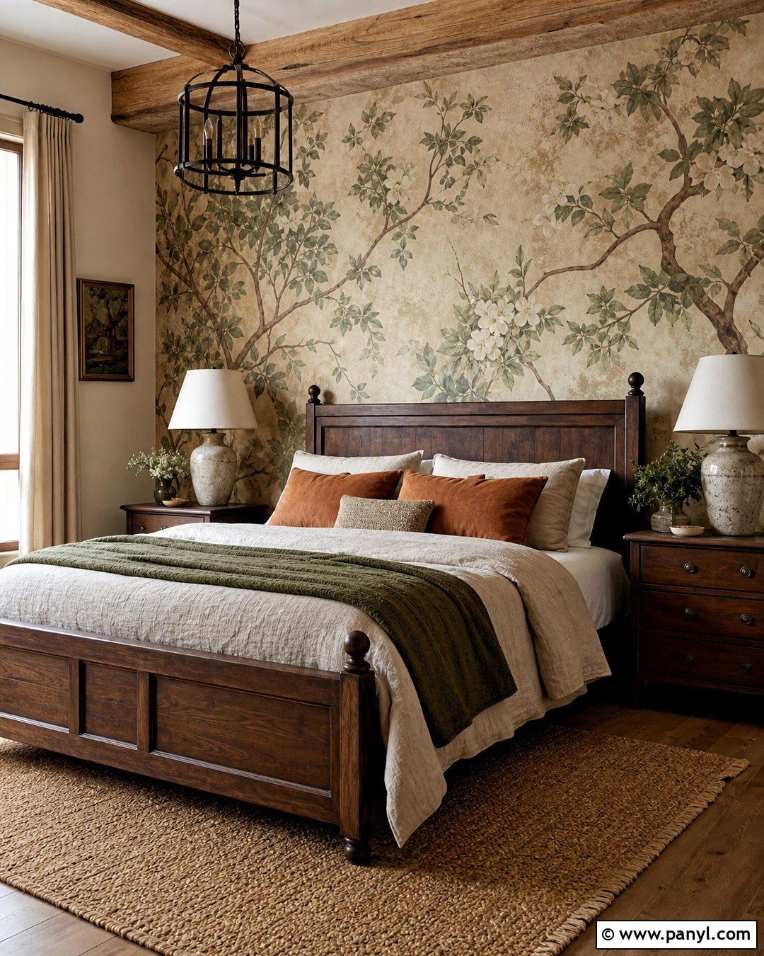 Rustic Botanical Wallpaper Wall - 20 rustic wall design ideas