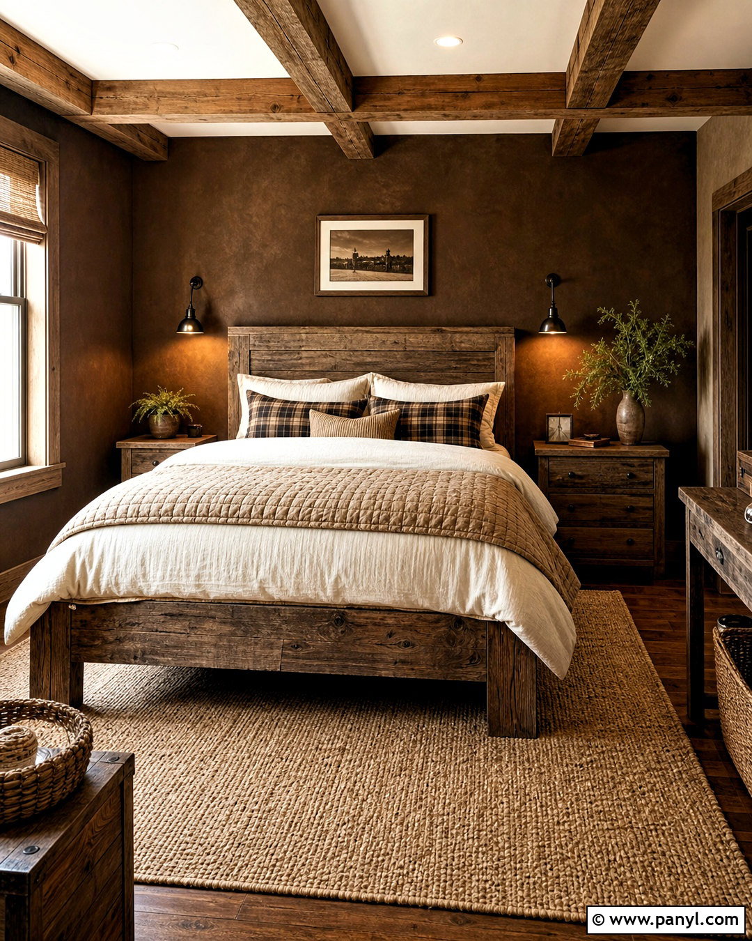 Rustic Brown Bedroom - 20 brown paint bedroom ideas