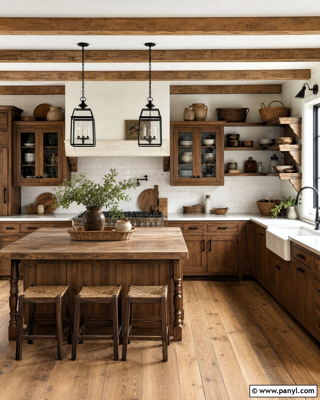 Rustic Brown Farmhouse Kitchen - 20 kitchen design brown ideas
