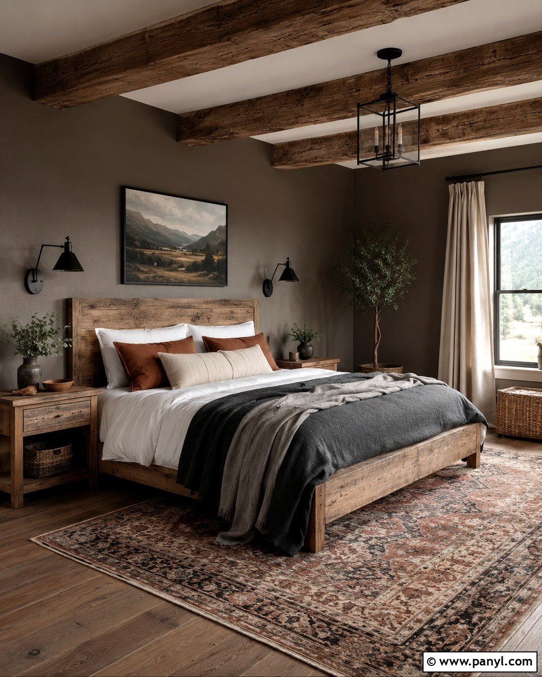 Rustic Brown Grey Bedroom - 20 Brown Grey Wall Color Ideas