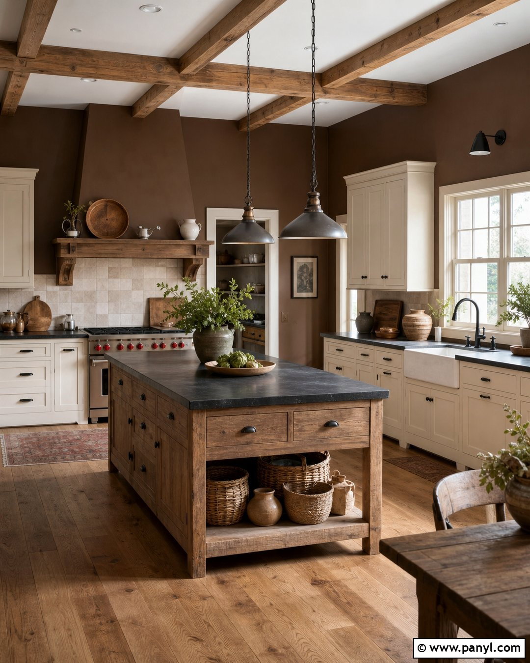 Rustic Brown Kitchen Walls - 35 Brown Kitchen Walls