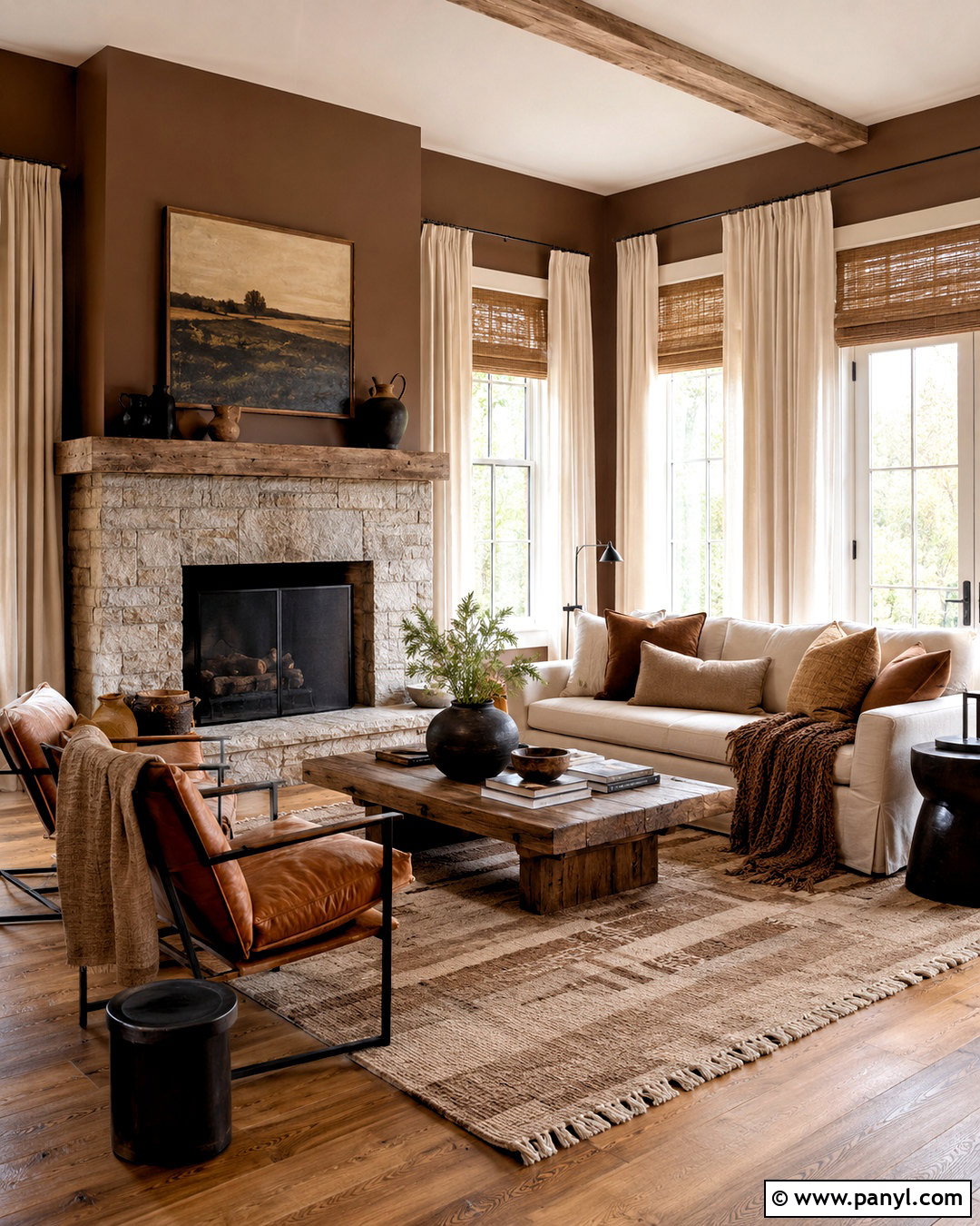 Rustic Brown Living Room Walls - 40 brown wall paint ideas