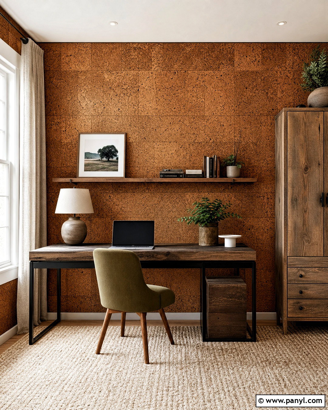 Rustic Cork Home Office Wall - 20 rustic textured walls
