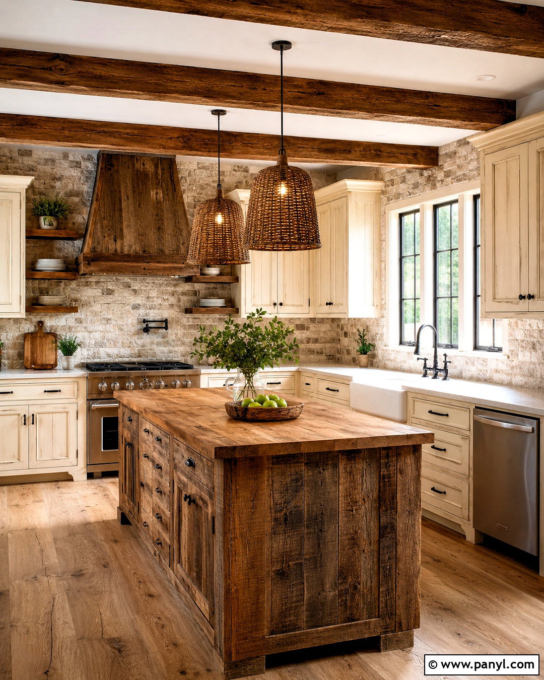 Rustic Cream and Reclaimed Wood Kitchen - 20 cream and brown kitchen ideas