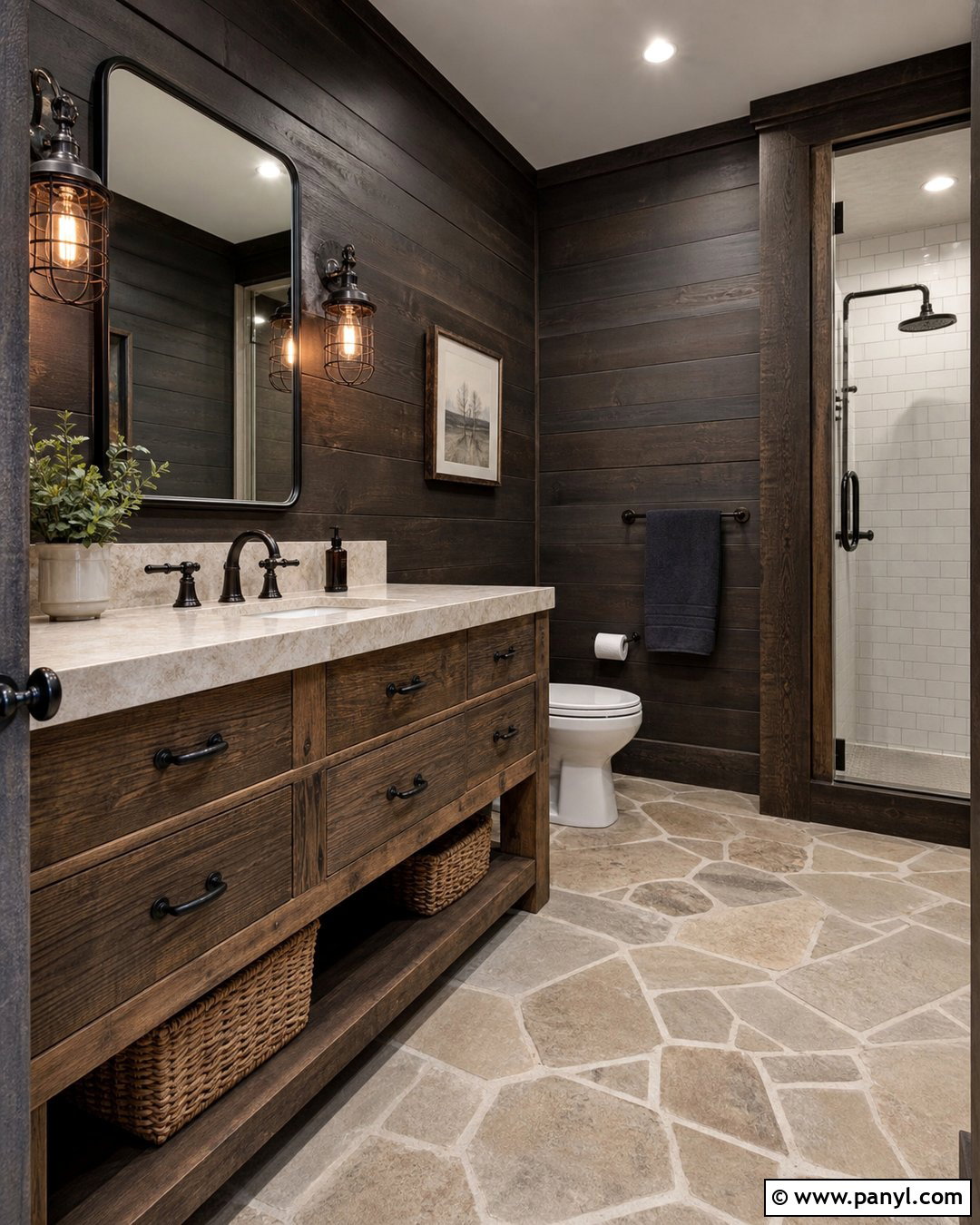 Rustic Dark Bathroom Walls - 30 Dark Bathroom Walls